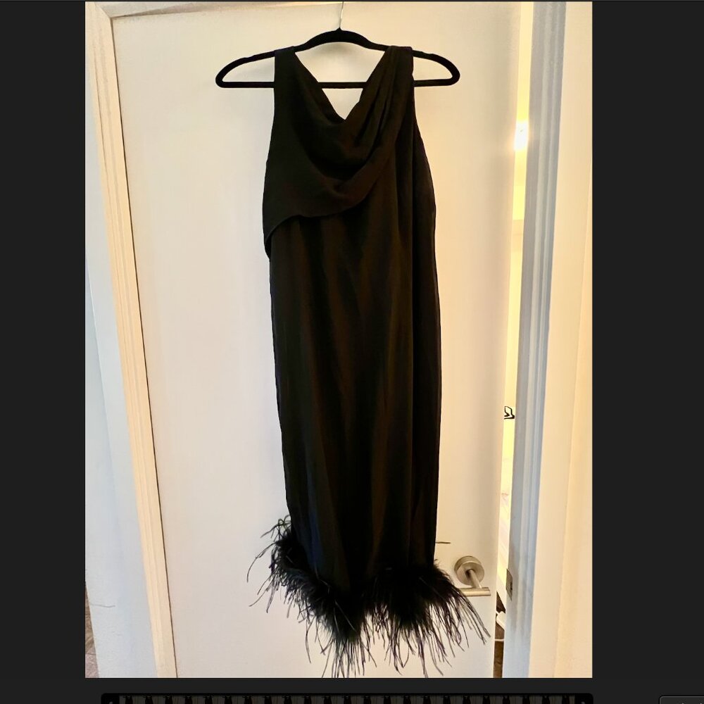 Marina Rinaldi Feather Trim Midi Dress IT size 19, US size 10-12